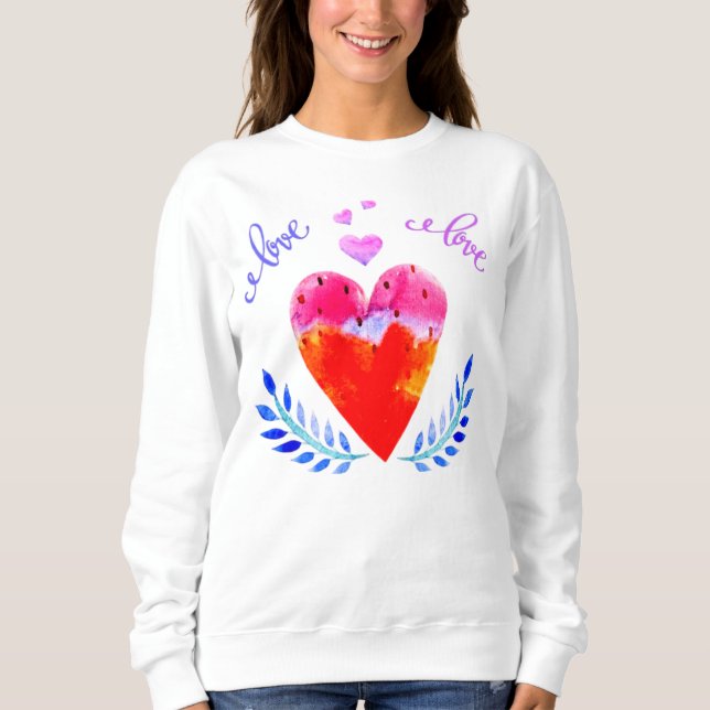 Sweatshirt Belle Aquarelle Mère Icône Oiseau (Devant)