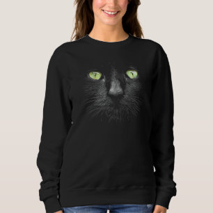 Sweatshirt Belle Chat Noir Face Gros yeux verts Cool Hallo