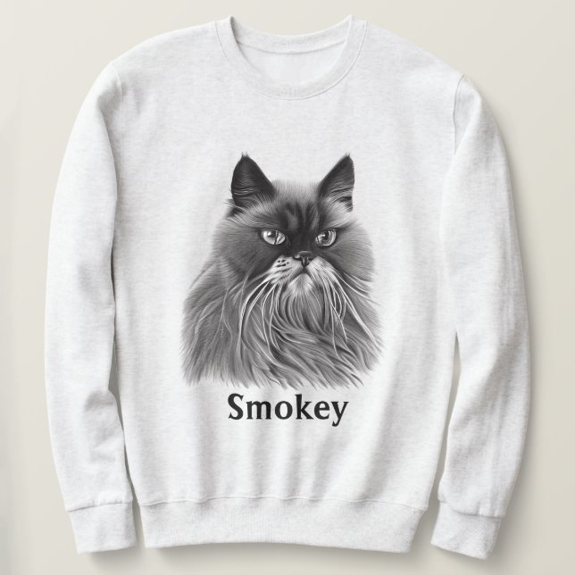 Sweatshirt Belle chatte persane avec nom facultatif (Design devant)