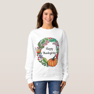 Sweatshirt Belle guirlande de citrouille d'aquarelle avec le