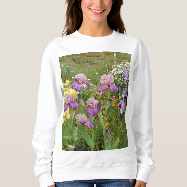 Sweatshirt Belle Iris Fleur violet Fleur Photo (Devant)