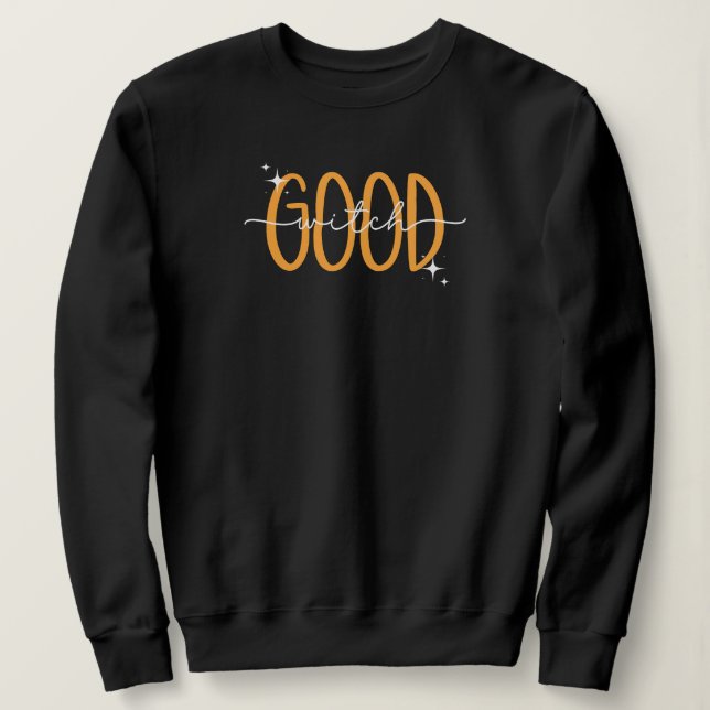 Sweatshirt Belle Sorcière moderne Halloween Noir Orange (Design devant)