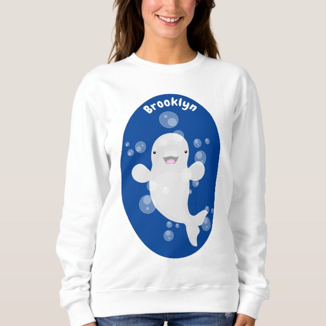 Sweatshirt Béluga mignon bulles dessin de dessin animé (Devant)