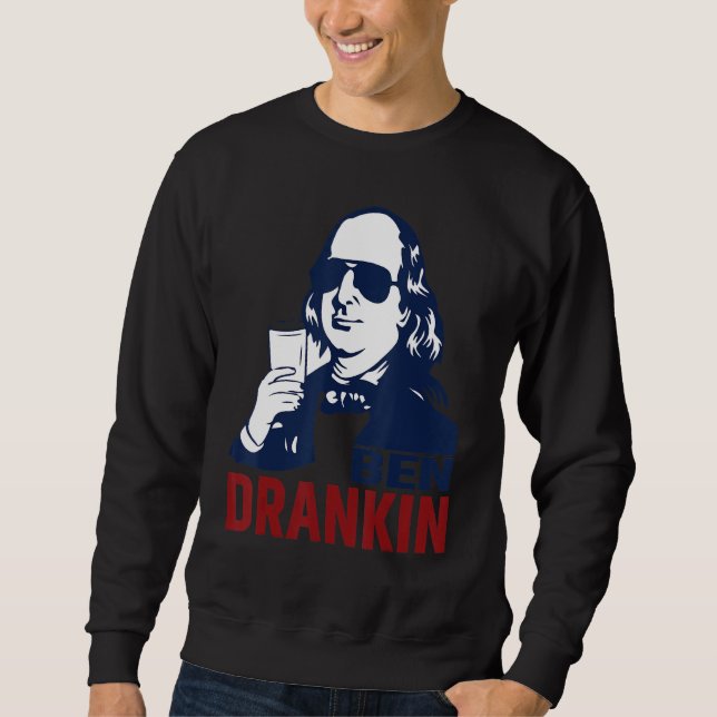Sweatshirt Ben Drankin 4 juillet Benjamin Franklin Hommes Fem (Devant)
