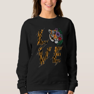 Sweatshirt Bengal Tiger Love Flower