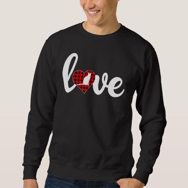 Sweatshirt Bengale Chat Buffalo Plaid Amour Bengale Chat Vale (Devant)