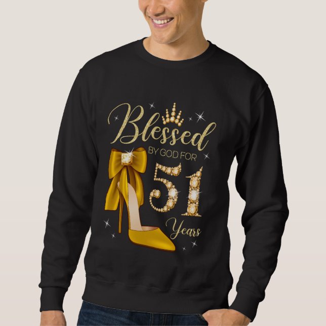 Sweatshirt Béni Par Dieu Pour 51 Ans 51e Anniversaire Woma (Devant)