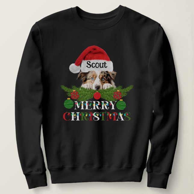 Sweatshirt Berger australien Personnalisé Joyeux Noël (Design devant)