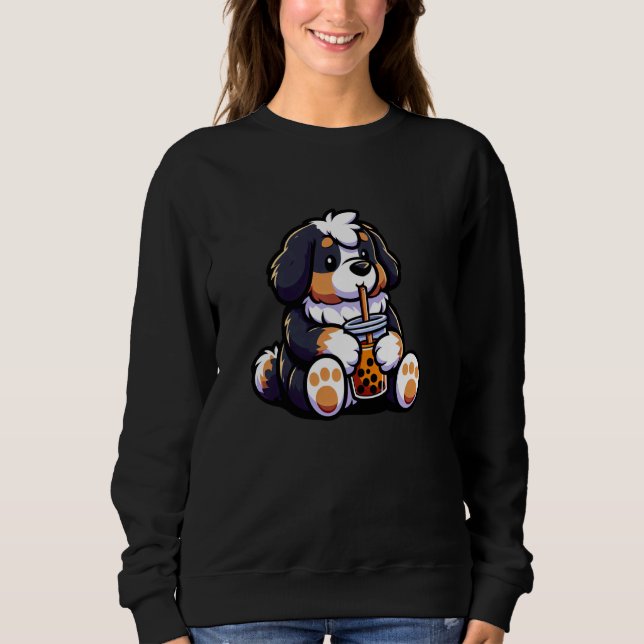 Sweatshirt Bernese Mountain Buble Thé Chien Drôle Boba (Devant)