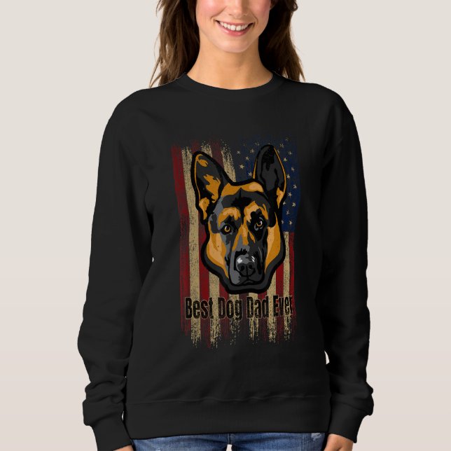 Sweatshirt Best Dog Dad Ever US Flag, German shepherd America (Devant)