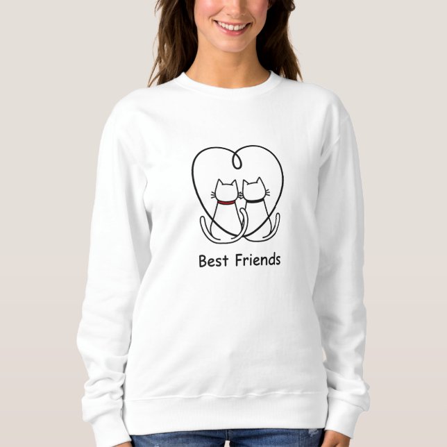 Sweatshirt Best Friends Cats Heart Tail (Devant)