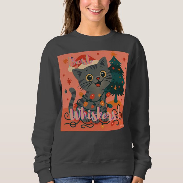 Sweatshirt Best Whiskers! Funny Santa Cat (Devant)
