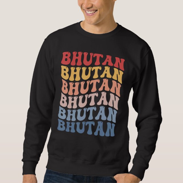 Sweatshirt Bhutan Groovy Retro Bhutanese (Devant)