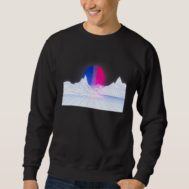 Sweatshirt Bi Drapeau Coucher de soleil sur blanc Bg 90s 80s  (Devant)