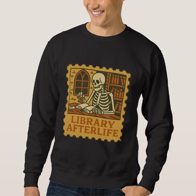 Sweatshirt Bibliothèque Après-vie - Squelette gothique Biblio (Devant)