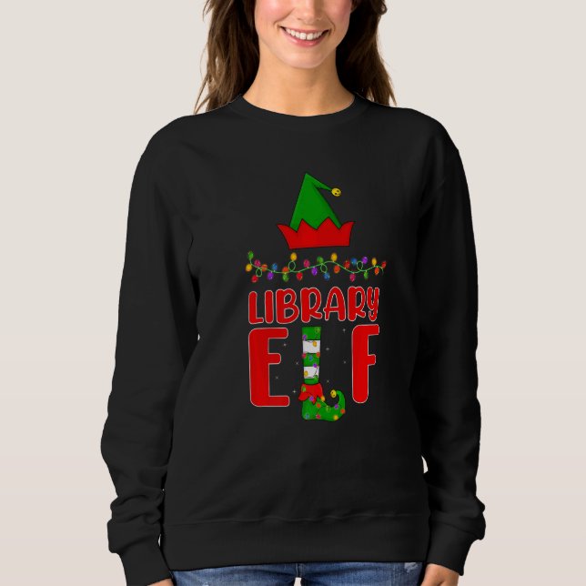 Sweatshirt Bibliothèque Elf Matching Family Lighting Noël (Devant)