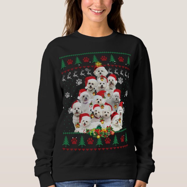 Sweatshirt Bichon Frise Amoureux des chiens de Noël Cadeau la (Devant)