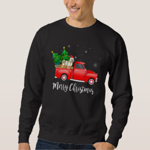 Sweatshirt Bichon Frise Chien Conduisant un Camion Rouge Noël