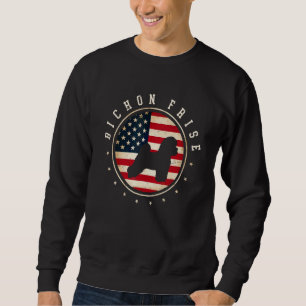 Sweatshirt Bichon Frise Drapeau Usa 4 Juillet Maman Papa Chie