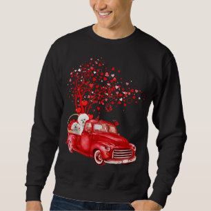 Sweatshirt Bichon Frise Riding Camion Rouge Saint-Valentin Pa