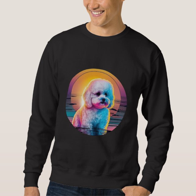 Sweatshirt Bichon Frise Synthwave 80s Retrowave Aesthetic (Devant)