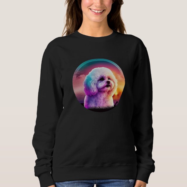 Sweatshirt Bichon Frise Synthwave 80s Retrowave Aesthetic  1 (Devant)
