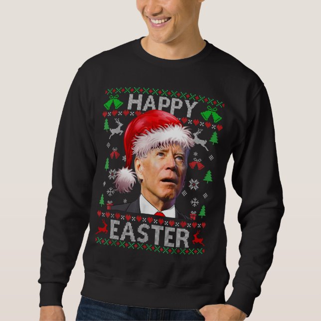 Sweatshirt Biden drôle confondu Joyeux Noël Pâques laid T (Devant)