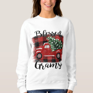 Sweatshirt Bienheureux Camion Rouge Gramsi Arbre de Noël Vint