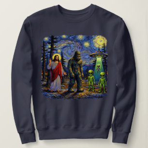 Sweatshirt Bigfoot Jésus Aliens Nuit étoilée — Fourgon Sasqua