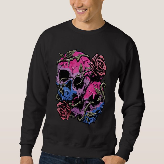 Sweatshirt Bisexual Bi Pride Flag Gothic Skull (Devant)