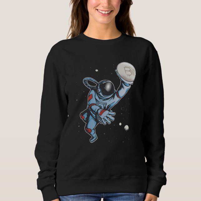 Sweatshirt Bitcoin à l'astronaute de lune (Devant)