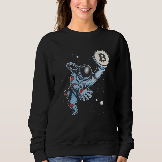 Sweatshirt Bitcoin à l'astronaute de lune (Devant)