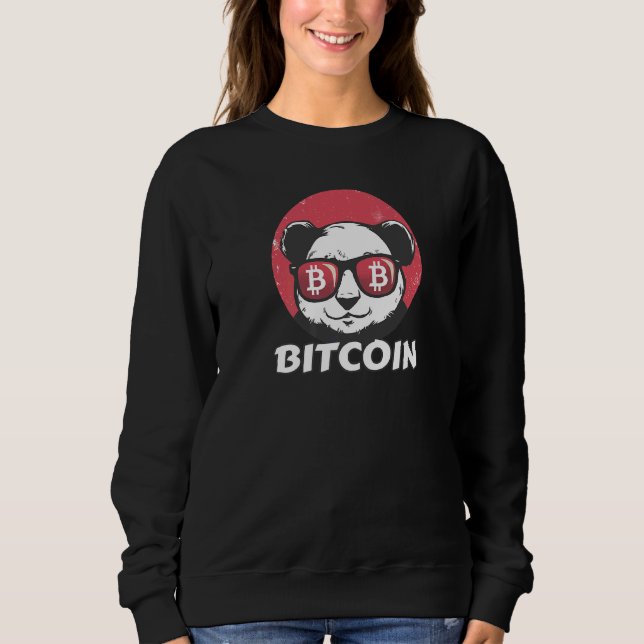 Sweatshirt Bitcoin cristal mignon Panda lunettes de soleil Re (Devant)