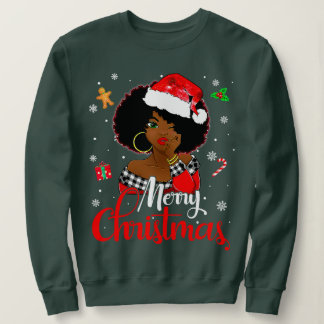 Sweatshirt Black African American Père Noël Joyeux Noël Melan