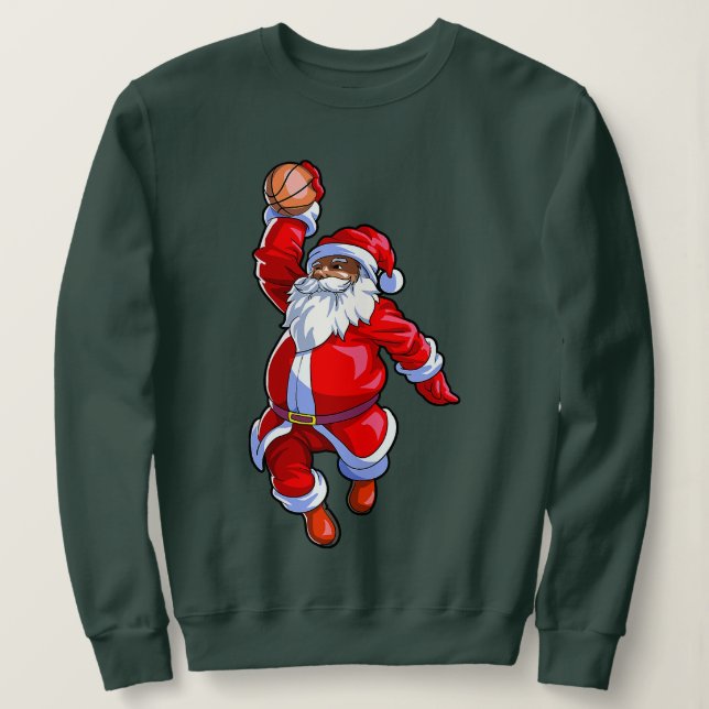Sweatshirt Black African American Santa Claus Basketball afro (Design devant)