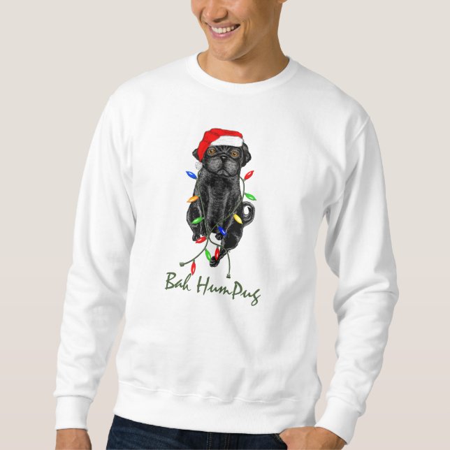 Sweatshirt Black Carlin Chien Bah Humpug Funny Noël (Devant)