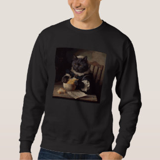 Sweatshirt Black Cat Sewing French Fries