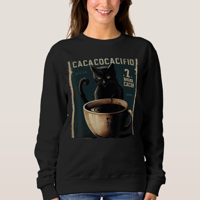 Sweatshirt Black Cat Soccer Coffee (Devant)