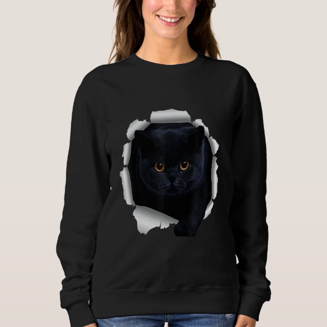Sweatshirt Black Cat Torn Cloth (Devant)