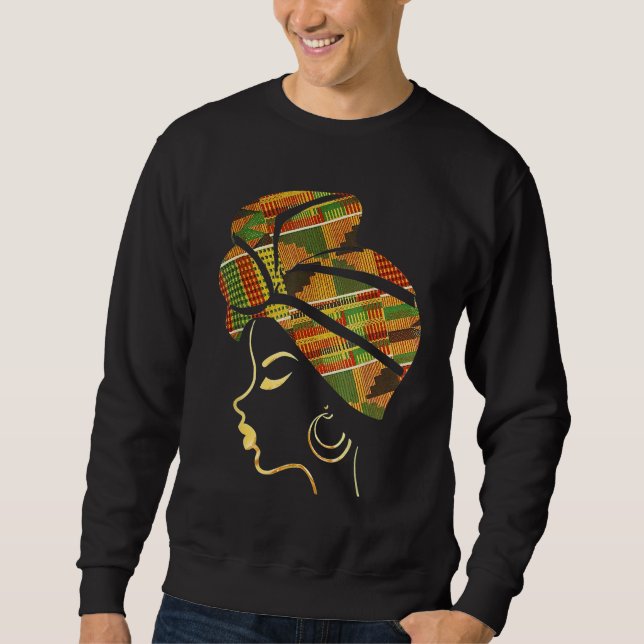 Sweatshirt Black Girl Magic Afro Melanin Woman Headwrap Black (Devant)
