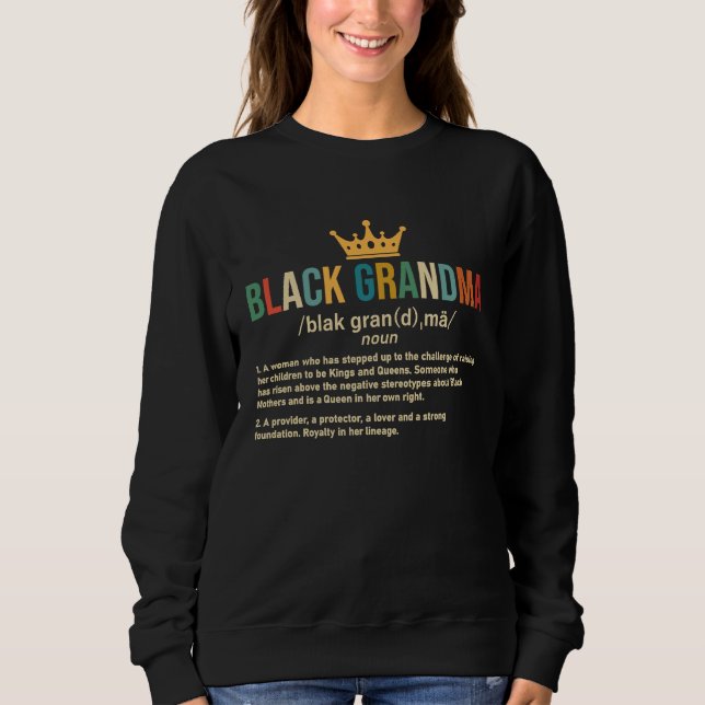 Sweatshirt Black Grandma Definition Black Grandma Black Histo (Devant)