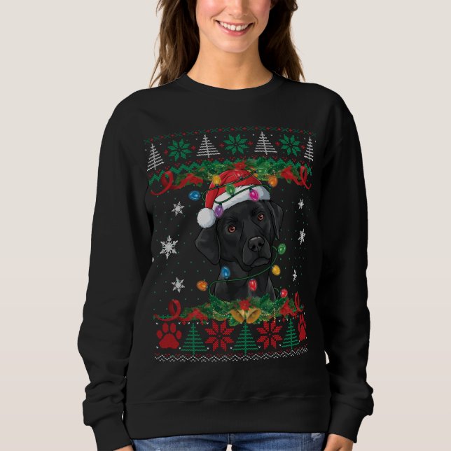 Sweatshirt Black Lab Christmas Père Noël Amoureux des chiens  (Devant)