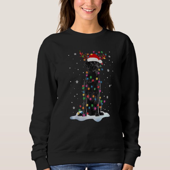 Sweatshirt Black Lab Labrador Christmas Tree Light Pyjama Chi (Devant)