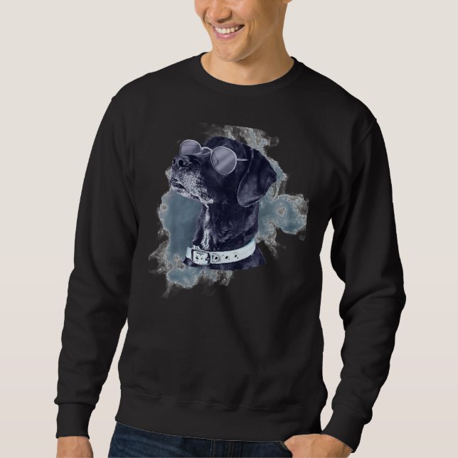Sweatshirt Black Lab Labrador Retriever Chien avec lunettes C (Devant)