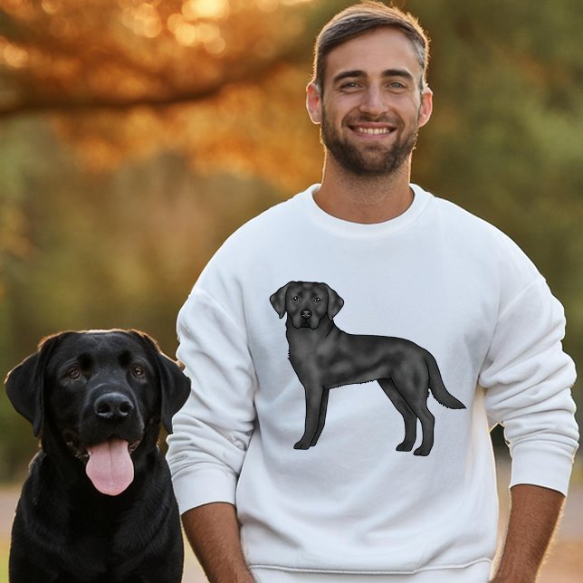 Sweatshirt Black Labrador Retriever mignon dessin de chien (Please note: This image is a digital mockup.)
