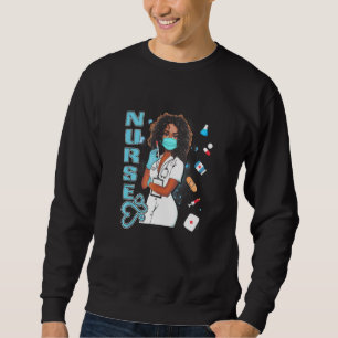 Sweatshirt Black Nurse Uniforme Visage Masque Africain Femmes