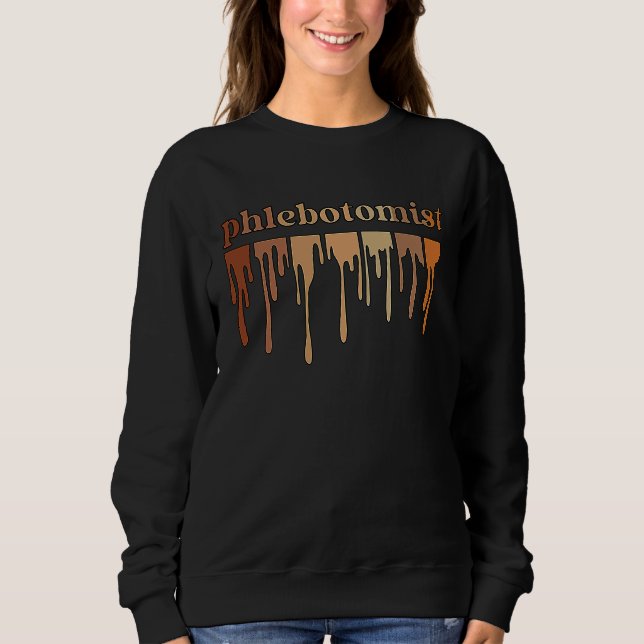 Sweatshirt Black Phlebotomist African American Phlebotomy (Devant)