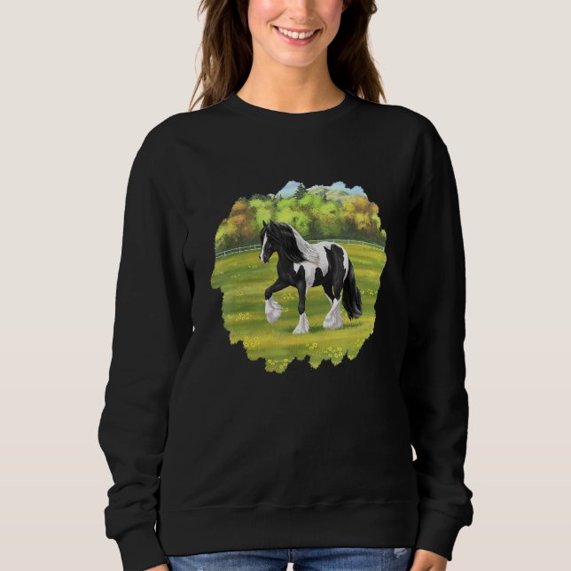 Sweatshirt Black Pinto Piebald Gypsy Vanner Irish Cob Draft H (Devant)