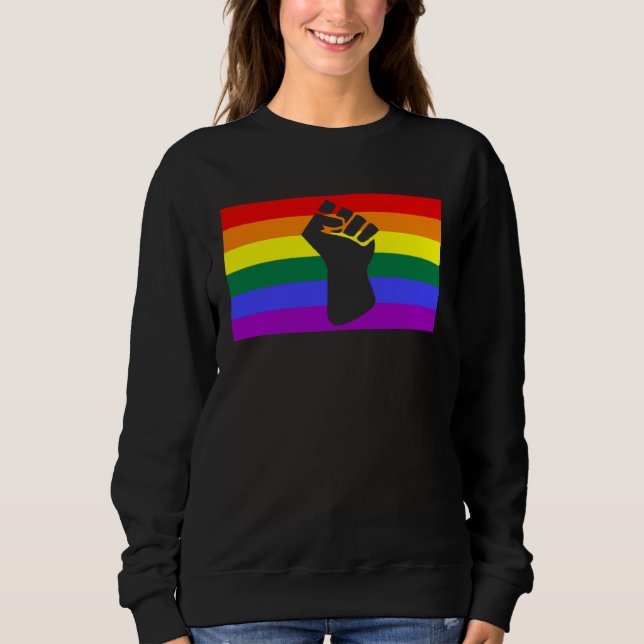 Sweatshirt Black Protest Fist LGBTQ Gay Pride Flag Unity Equa (Devant)