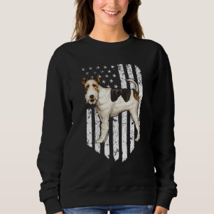 Sweatshirt Black White American Flag Wire Fox Terrier 4e de